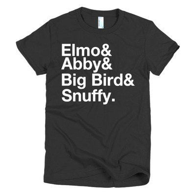 Elmo & Abby & Big Bird & Snuffy (Sesame Street Ampersand) Short sleeve women's t-shirt