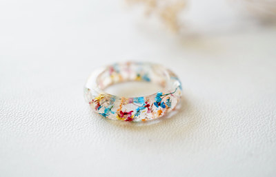 Real Pressed Flower and Resin Ring in Party Mix