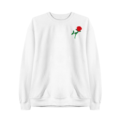 EMBROIDERED ROSE SWEATSHIRT WHITE
