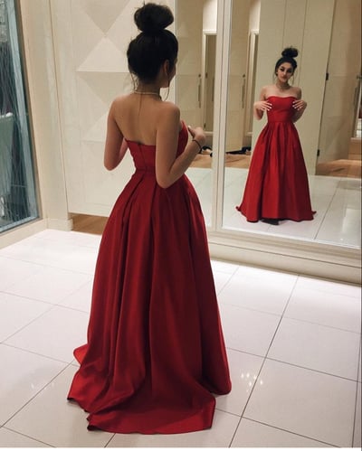 Simple red long prom dress,red evening dresses
