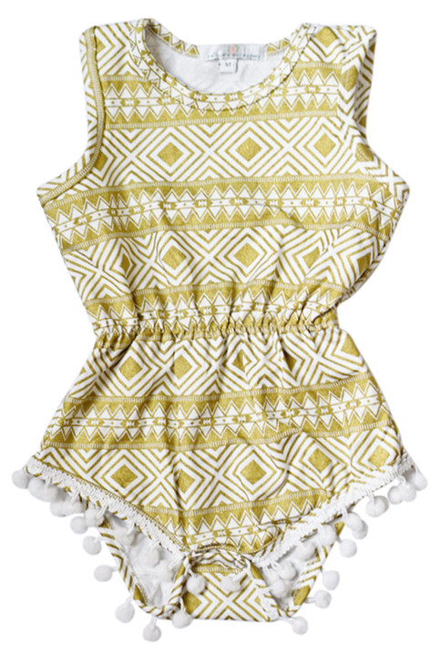 Gold Shimmer Pom Pom Romper