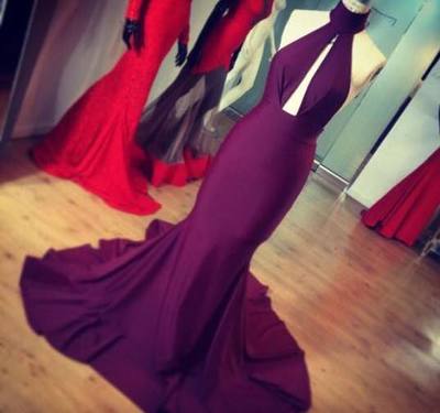 Mermaid Open Back Evening Dress,Sexy Open Back Burgundy Prom Dress,Mermaid Burgundy Evening Party Dress