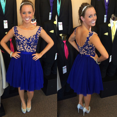 Tulle Homecoming Dress,Lace Homecoming Dress,Royal Blue Homecoming Dress,Fitted Homecoming Dress,Short Prom Dress
