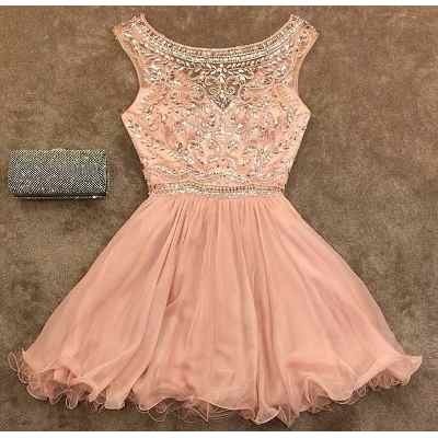 Blush Pink Homecoming Dress,Homecoming Dresses,Beading Homecoming Gowns,Short Prom Gown,Blush Pink Sweet 16 Dress