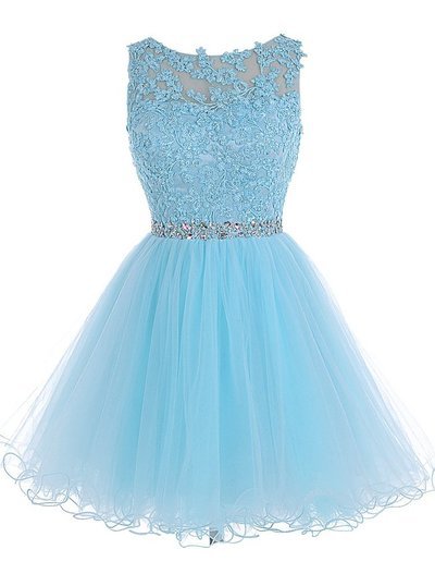 Tulle Homecoming Dress,Lace Homecoming Dress,Blue Homecoming Dress,Fitted Homecoming Dress,Short Prom Dress