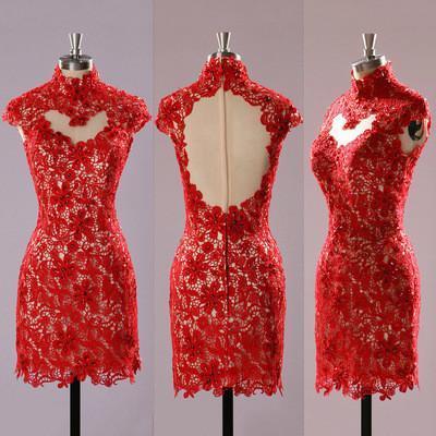 Red Homecoming Dress,Lace Homecoming Dress,Cute Homecoming Dress,Backless Homecoming Dress,Short Prom Dress - 103