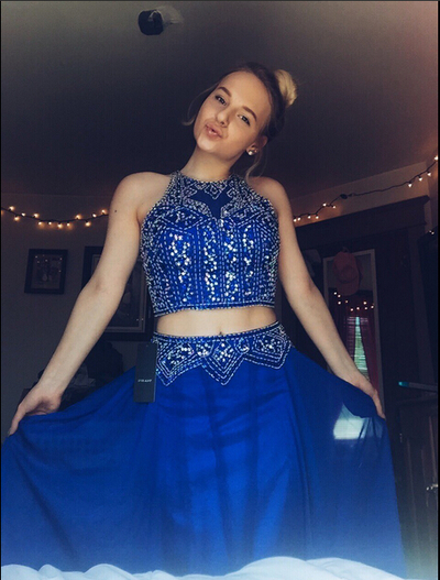 Two Pieces Real Made Prom Dresses,Long Evening Dresses,Prom Dresses On Sale,L32 - 255