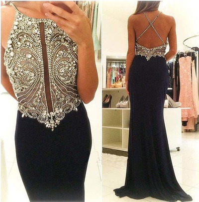 Halter Beading Mermaid Sexy Real Made Prom Dresses,Long Evening Dresses,Prom Dresses On Sale,L09 - 278