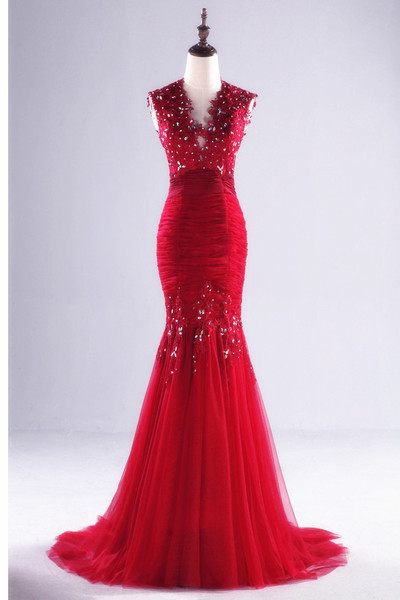 Appliques Beading Real Made Mermaid Charming Prom Dresses,Long Evening Dresses,Prom Dresses On Sale, T132 - 381