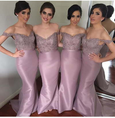 Off The Shoulder Mermaid Custom Made Bridesmaid Dresses,Bridesmaid Dresses,Bridesmaid Dresses On Sale, B09 - 483