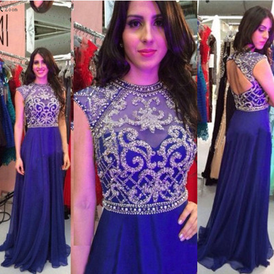 Royal Blue Beading Custom Made A-Line Charming Prom Dress,Formal Dresses,Chiffon Evening Dresses On Sale, T43 - 326
