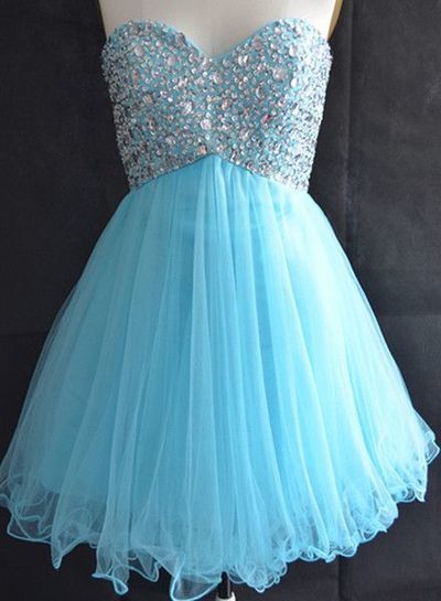 Blue Homecoming Dress,Tulle Homecoming Dresses,Sparkly Homecoming Gowns,2015 Fashion Prom Gown,Sweetheart Sweet 16 Dress,Crystals Homecoming Dresses
