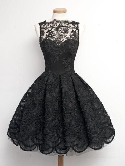Cute black lace short prom dress,black evening dress,homecoming dresses