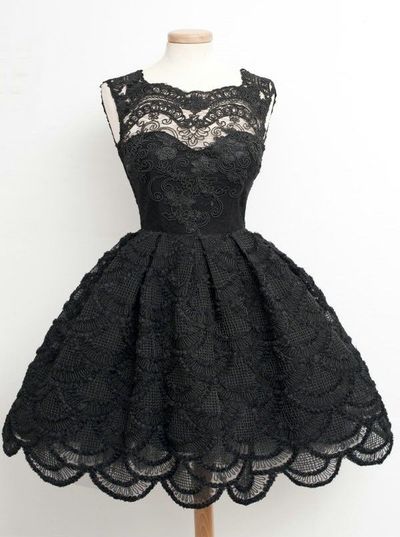 Cute black lace short prom dress,black evening dress,homecoming dresses