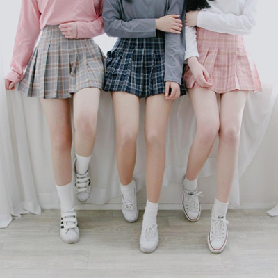 Sweet lattice pleated skirt