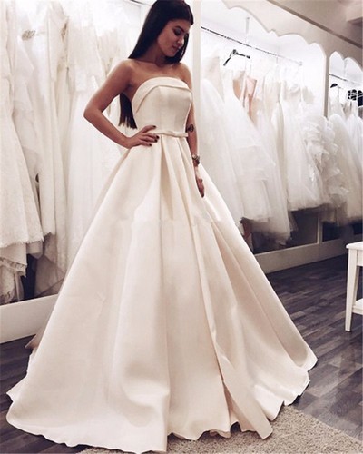 Elegant White Prom Dress Evening Dress Ball Gown Long Satin Prom Dresses Evening Dresses Party Dress