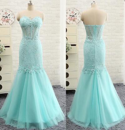 504 Mermaid Prom Dress,Long Evening Dress,Beading Prom Dress ,Sweetheart Prom Dress