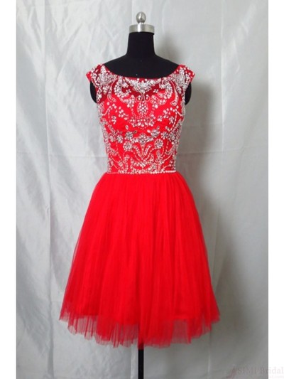 Red Beading A-Line Short/Mini Prom Dress,Homecoming Dress,Graduation Dress,Party Dress F58