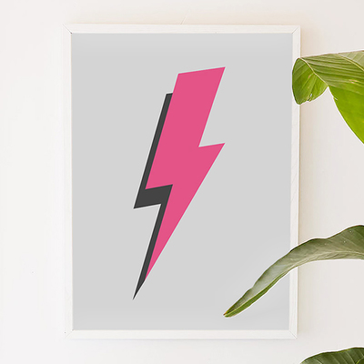 Pink thunder bolt, nursery, children art, digital, illustration, art print - Thumbnail 4