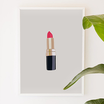Red Lipstick, cosmetic, beauty, digital, illustration, art print