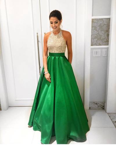 Halter Beading Long Prom Dress,Prom Dress,Evening Dress,Prom Dresses,BG216