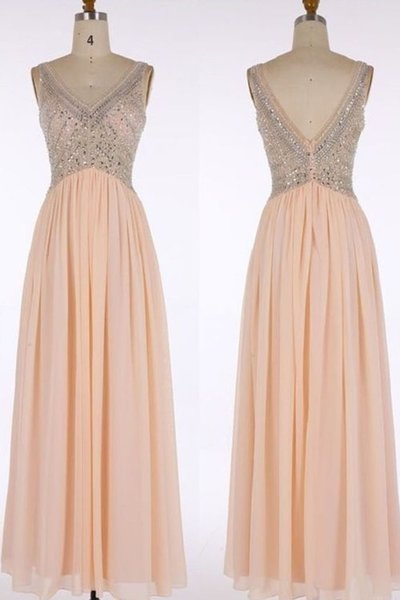 V-Neck Beading Long Prom Dress,Prom Dress,Evening Dress,Prom Dresses,BG220