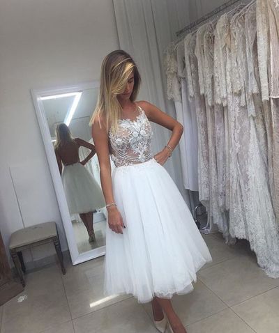 WD39 A-Line Tulle Short Wedding Dresses,Wedding Dress,Custom Made Wedding Gown,