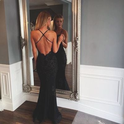 Sexy Backless mermaid prom dress, Lace prom dress, dresses for prom, beautiful prom dress,2017 prom dress,589463