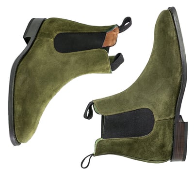 Handmade Chelsea Suede Boots, Green Chelsea Boot For Men's, Fashion Ankle Boots