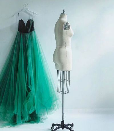 Green A line tulle long prom dress,green evening dresses