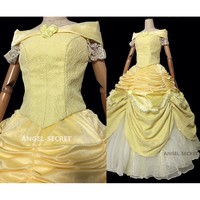 P106 COSPLAY beauty and beast princess belle Costume tailor made puffy version - Thumbnail 1