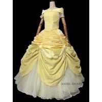 P106 COSPLAY beauty and beast princess belle Costume tailor made puffy version - Thumbnail 3