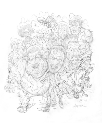 #52 Deaddie Murphy Pencil Rough - 2007 Topps Hollywood Zombies