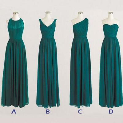Cheap Simple Bridesmaid dress, Chiffon Bridesmaid Dress,Full Length Teal Green 2017 Bridesmaid Dresses