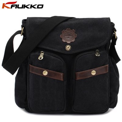 KAUKKO 6L 100% Canvas Casual Single Bag for Men/Women - Black/Khaki/Army Green