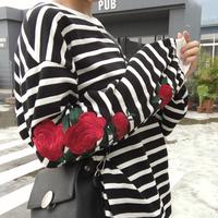Rose Striped Sweatshirt - Thumbnail 1