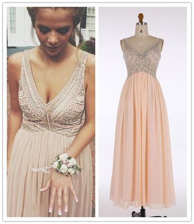 Sexy prom dress,V-Neck Prom Dresses,Long prom/Evening Dress with Beading