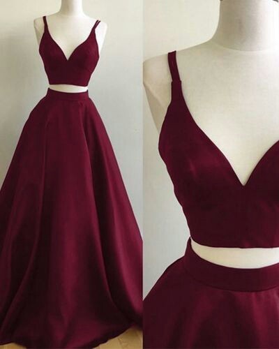 Burgundy Prom Dresses, Two Pieces Prom Dresses, Formal Dresses, Wedding Party Dresses, Sweet 16 Dresses
