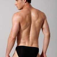 2PK Black Men's sexy underwear gauze transparent low rise briefs underpants panties #B318 - Thumbnail 1