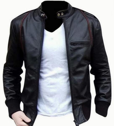 Men Slim Fit Leather Jacket, Men Biker Bomber Fashion Original Jacket