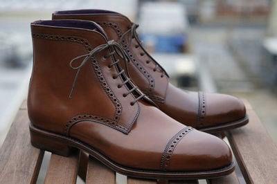 Ankle High Brown New Handmade Boot, Brown Lace up Boots Cap Toe