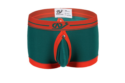 Green Men's sexy underwear modal U bag hollow out  boxer briefs #2016DP