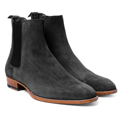Handmade Chelsea Black Suede Boots, Men's Dress Casual Shoes