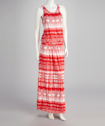 Red Tie-Waist Maxi Dress