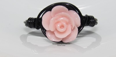 Pastel Pink Rose (Small w/black wire)