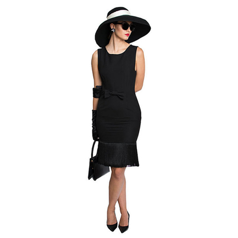 Holly Oversized Wool Hat & Fringe Dress Costume Set Inspired By Breakfast At Tiffany’s
