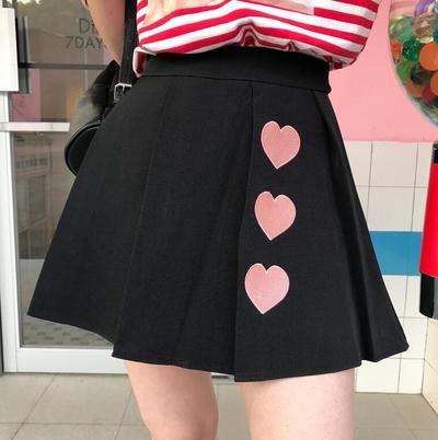 Heart High Waist Pleated Skirt