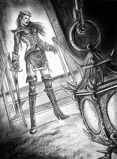 LEAGUE OF ELDER "Gwens Ghost" INTERIOR PUBLISHED ILLUSTRATION ARTWORK