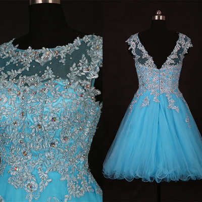 Sky blue beading homecoming dresses,sexy party dress,charming homecoming dress,graduation dress,homecoming dress,short prom dress d14 - Thumbnail 5