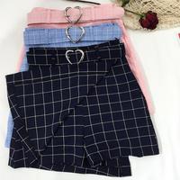 Heart Belt Irregular Plaid Skirt - Thumbnail 1